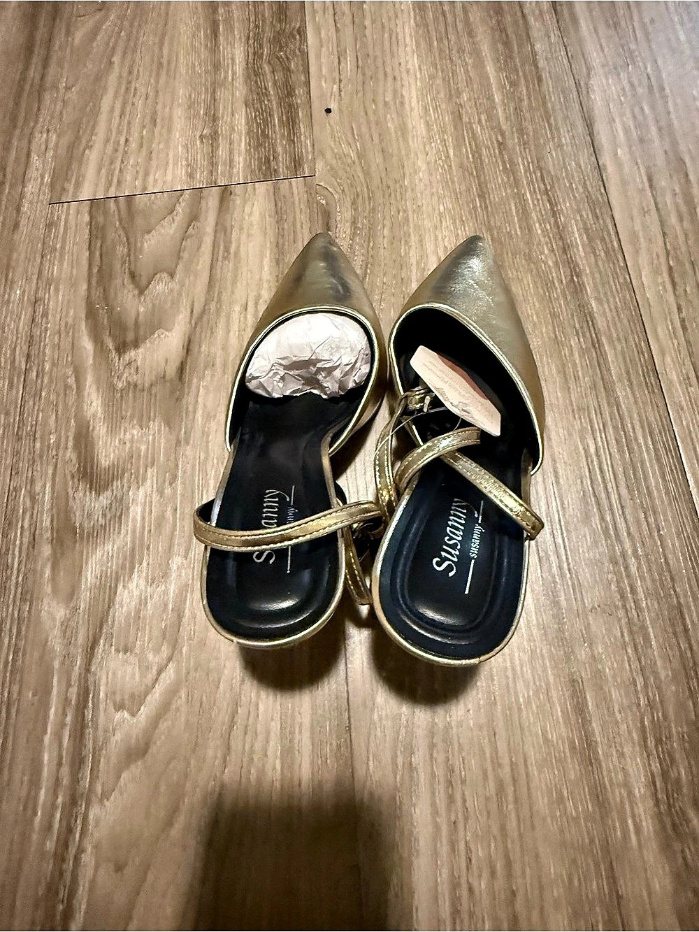 Gianni Bini Pointed-Toe Strappy Heels in Gold
